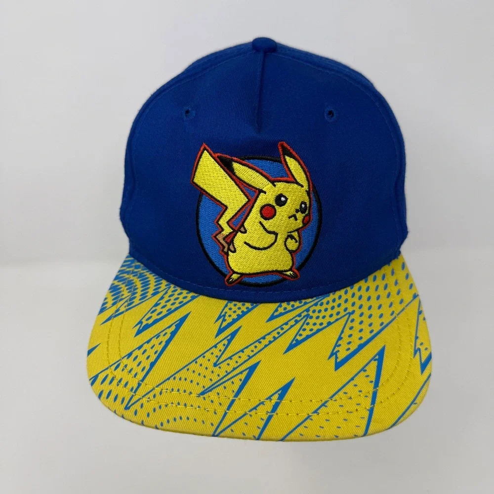 Pokemon Pikachu Youth Snapback Hat Blue Yellow Lightning Bolt OSFM‎ 2016 Cap